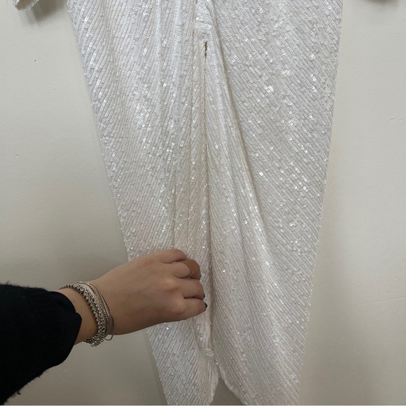 Ronny Kobo Astrid Midi Dress 90s Burnout Paris Hilton Bridal Wedding Prom Size L - Picture 11 of 12